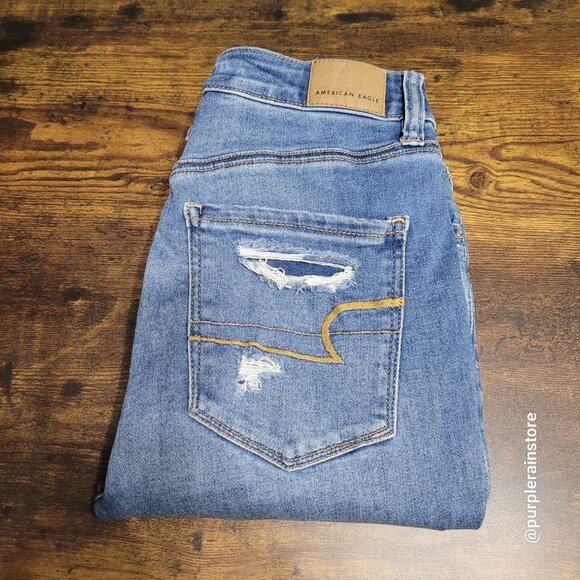 American Eagle Jeans 4 R Jegging Super Hi Rise Next Level Stretch Medium Light - Picture 3 of 13